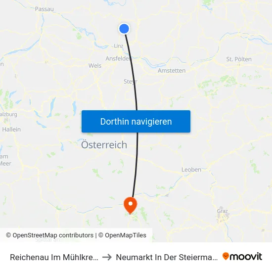 Reichenau Im Mühlkreis to Neumarkt In Der Steiermark map