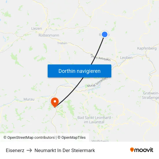 Eisenerz to Neumarkt In Der Steiermark map