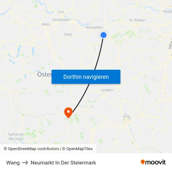 Wang to Neumarkt In Der Steiermark map