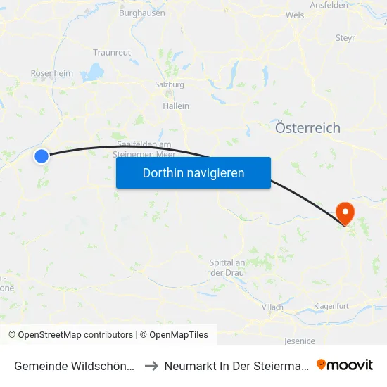 Gemeinde Wildschönau to Neumarkt In Der Steiermark map
