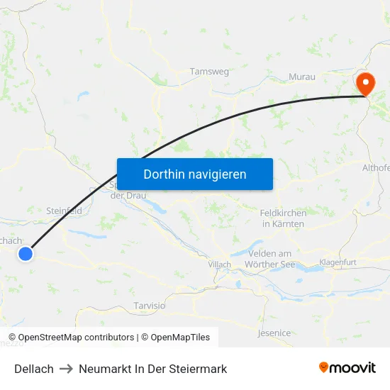 Dellach to Neumarkt In Der Steiermark map