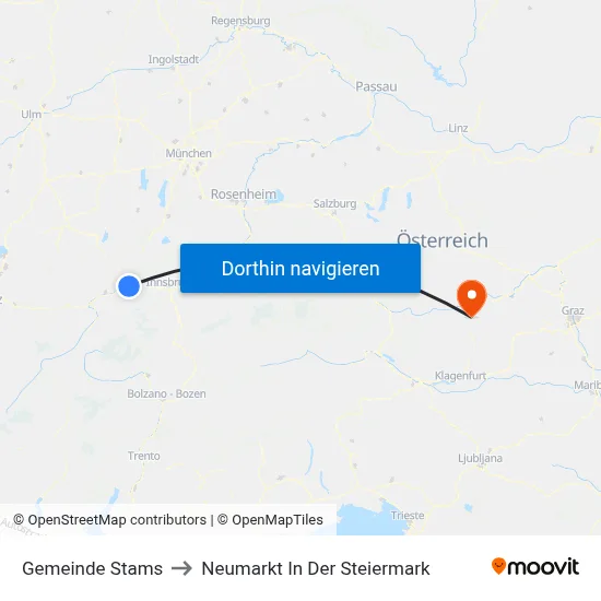 Gemeinde Stams to Neumarkt In Der Steiermark map