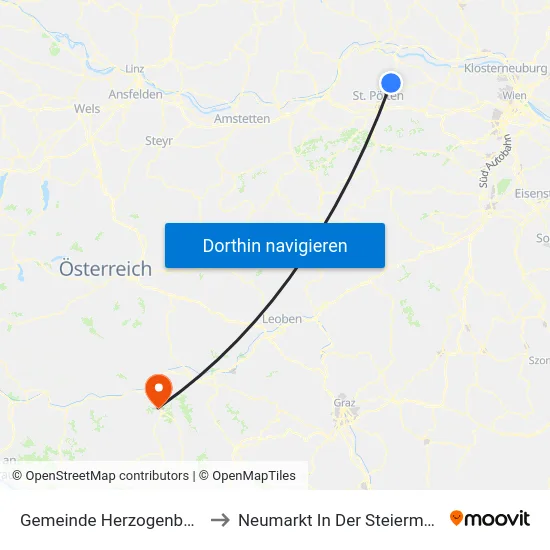 Gemeinde Herzogenburg to Neumarkt In Der Steiermark map