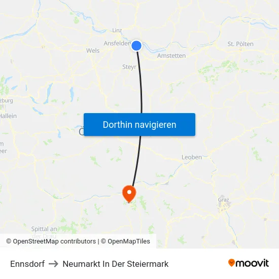Ennsdorf to Neumarkt In Der Steiermark map
