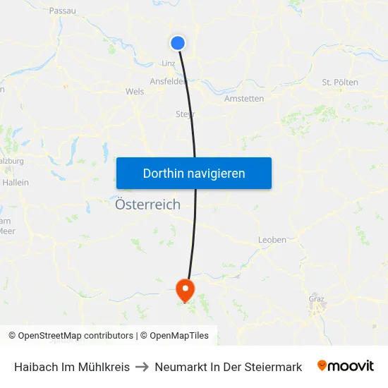 Haibach Im Mühlkreis to Neumarkt In Der Steiermark map