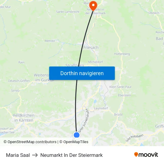 Maria Saal to Neumarkt In Der Steiermark map