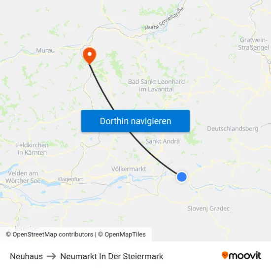 Neuhaus to Neumarkt In Der Steiermark map