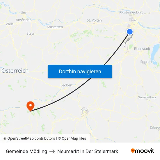 Gemeinde Mödling to Neumarkt In Der Steiermark map