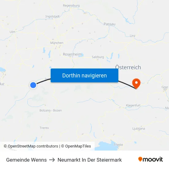Gemeinde Wenns to Neumarkt In Der Steiermark map