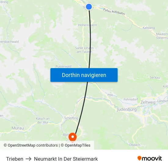 Trieben to Neumarkt In Der Steiermark map