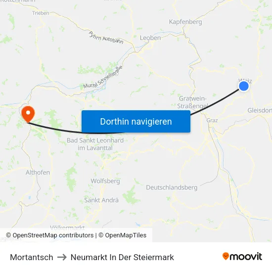 Mortantsch to Neumarkt In Der Steiermark map