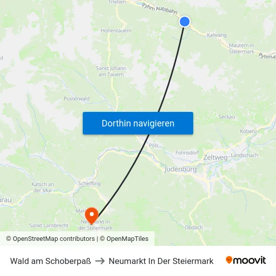 Wald am Schoberpaß to Neumarkt In Der Steiermark map