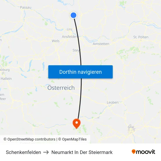 Schenkenfelden to Neumarkt In Der Steiermark map