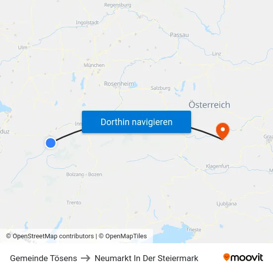 Gemeinde Tösens to Neumarkt In Der Steiermark map