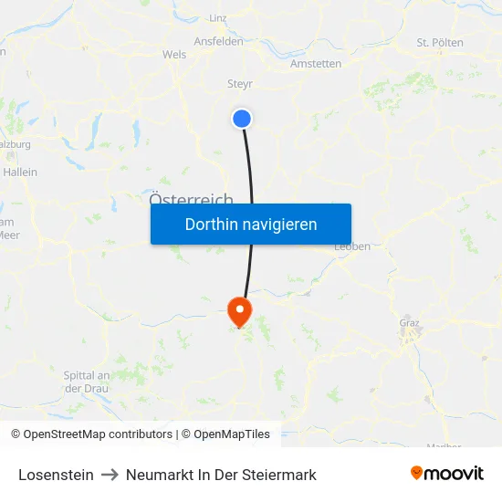 Losenstein to Neumarkt In Der Steiermark map