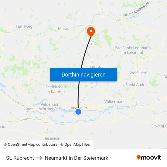 St. Ruprecht to Neumarkt In Der Steiermark map
