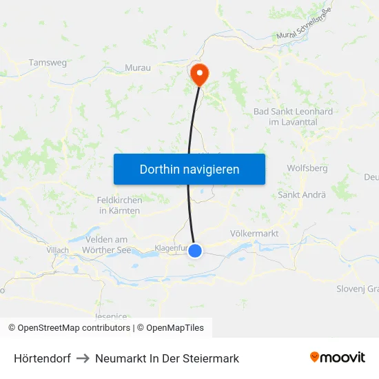 Hörtendorf to Neumarkt In Der Steiermark map