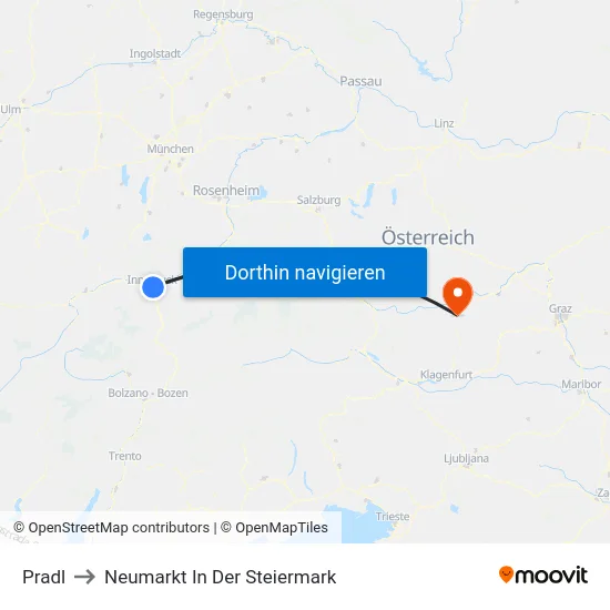 Pradl to Neumarkt In Der Steiermark map