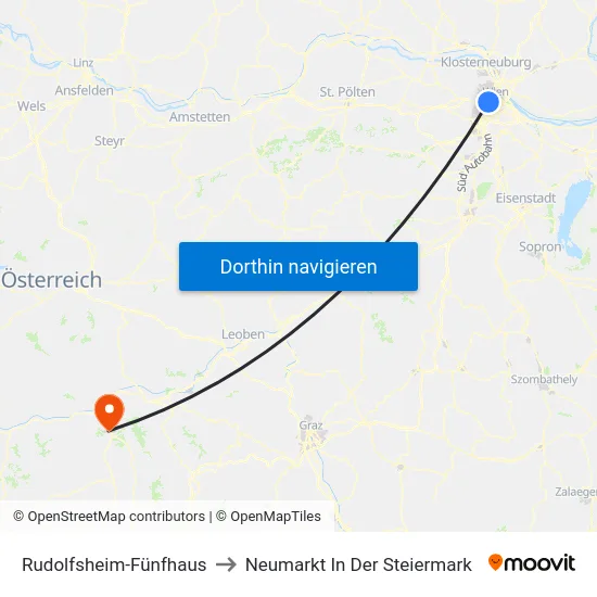Rudolfsheim-Fünfhaus to Neumarkt In Der Steiermark map
