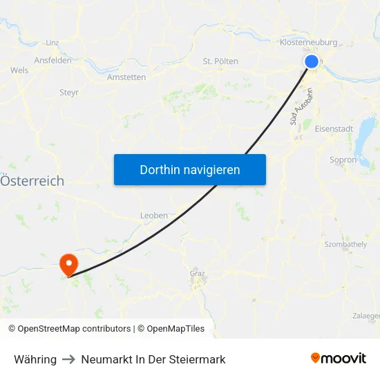 Währing to Neumarkt In Der Steiermark map