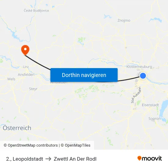 2., Leopoldstadt to Zwettl An Der Rodl map