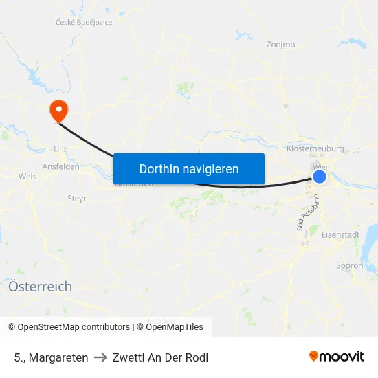5., Margareten to Zwettl An Der Rodl map