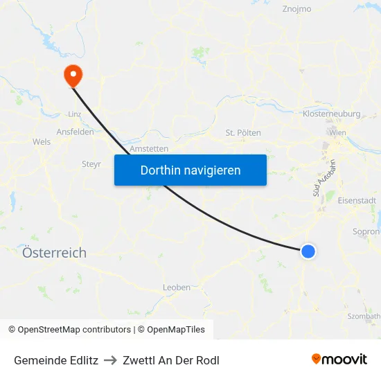 Gemeinde Edlitz to Zwettl An Der Rodl map