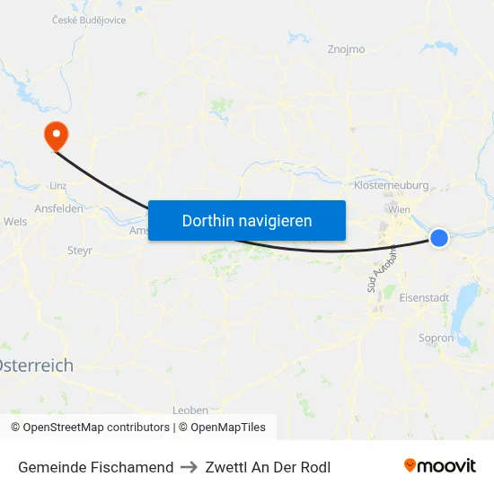 Gemeinde Fischamend to Zwettl An Der Rodl map