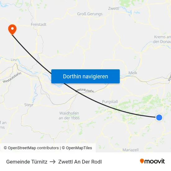 Gemeinde Türnitz to Zwettl An Der Rodl map