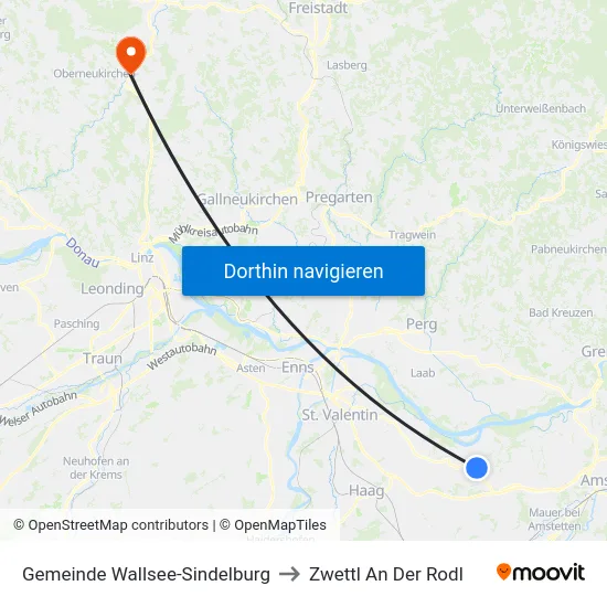Gemeinde Wallsee-Sindelburg to Zwettl An Der Rodl map