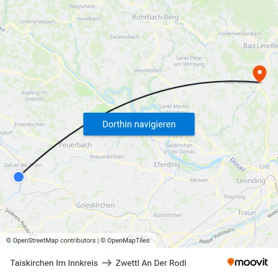 Taiskirchen Im Innkreis to Zwettl An Der Rodl map