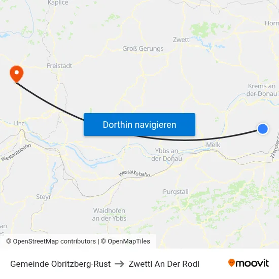 Gemeinde Obritzberg-Rust to Zwettl An Der Rodl map