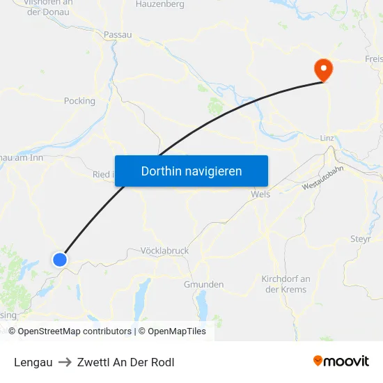 Lengau to Zwettl An Der Rodl map