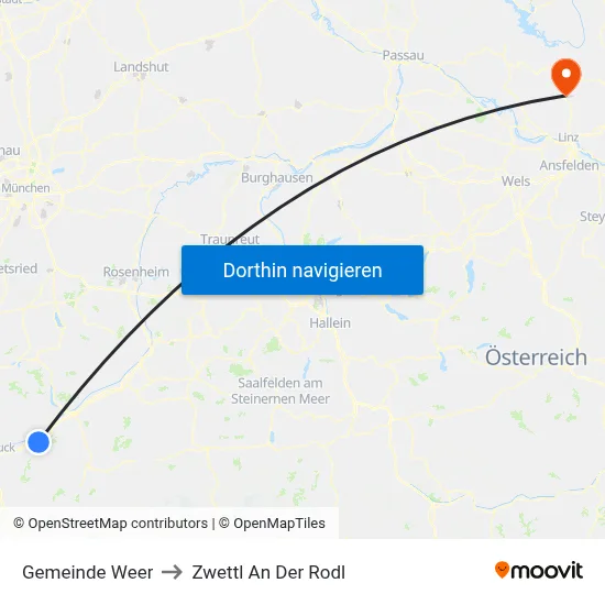 Gemeinde Weer to Zwettl An Der Rodl map