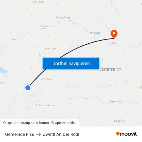 Gemeinde Fiss to Zwettl An Der Rodl map