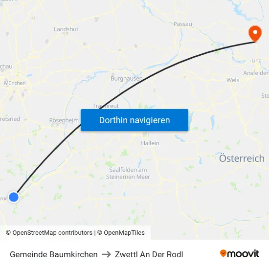 Gemeinde Baumkirchen to Zwettl An Der Rodl map