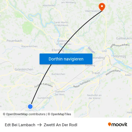 Edt Bei Lambach to Zwettl An Der Rodl map
