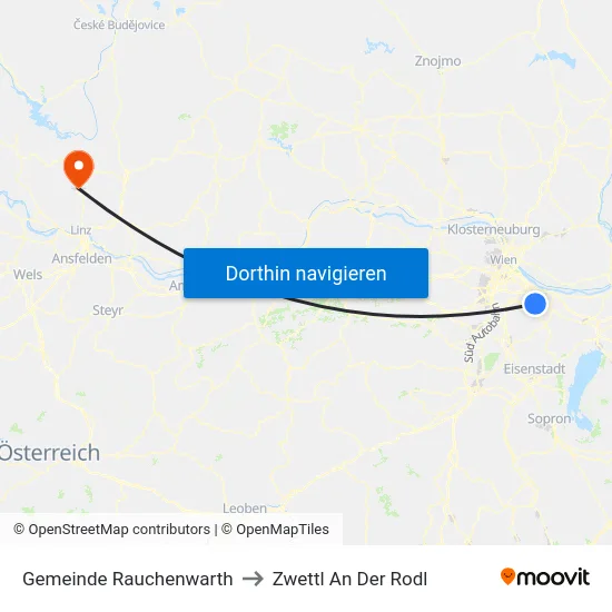 Gemeinde Rauchenwarth to Zwettl An Der Rodl map