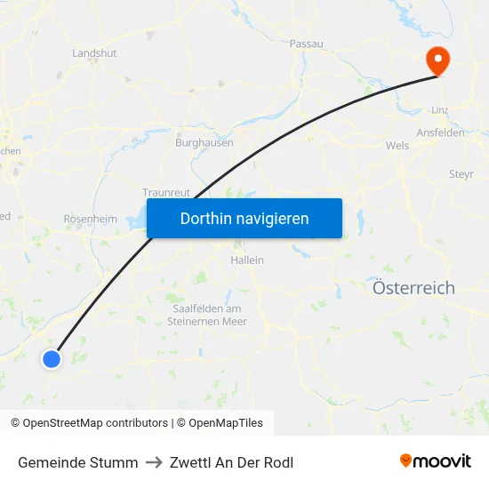Gemeinde Stumm to Zwettl An Der Rodl map