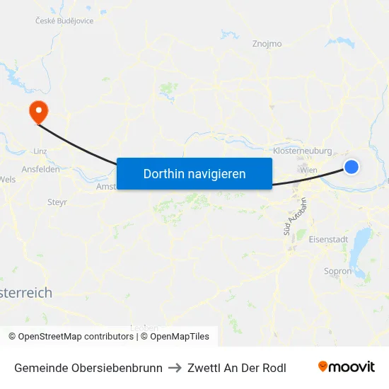 Gemeinde Obersiebenbrunn to Zwettl An Der Rodl map
