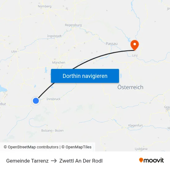 Gemeinde Tarrenz to Zwettl An Der Rodl map