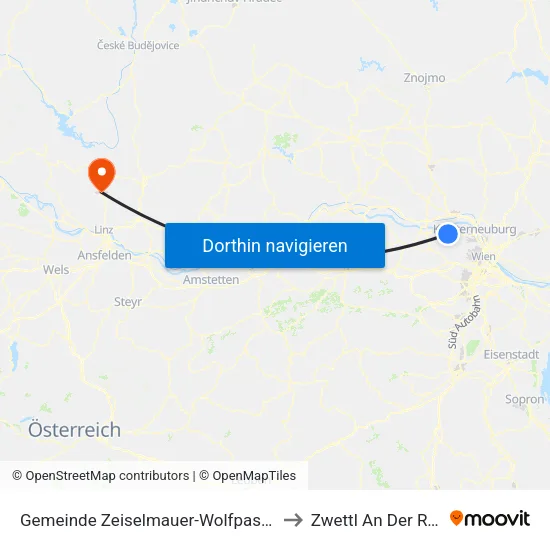Gemeinde Zeiselmauer-Wolfpassing to Zwettl An Der Rodl map