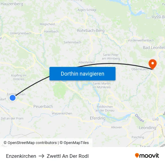 Enzenkirchen to Zwettl An Der Rodl map