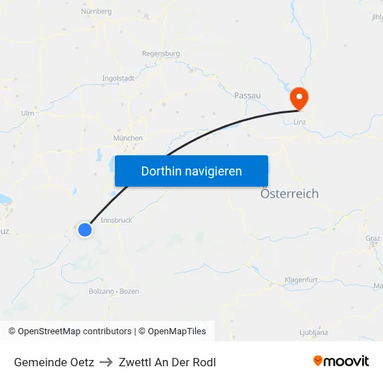 Gemeinde Oetz to Zwettl An Der Rodl map