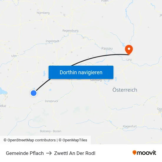Gemeinde Pflach to Zwettl An Der Rodl map