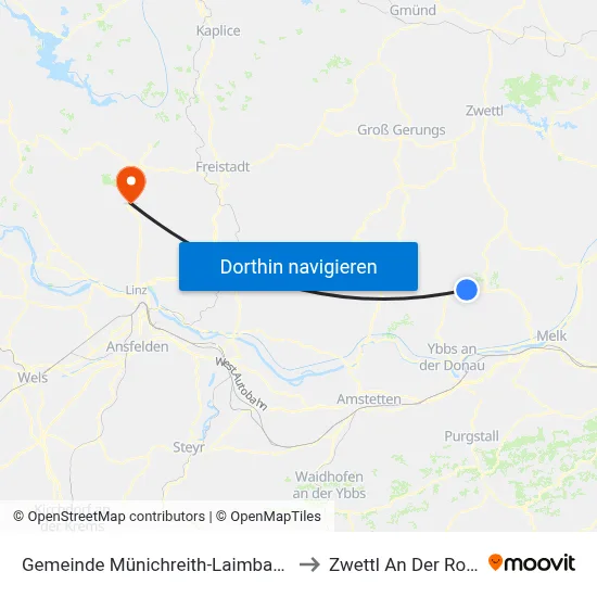 Gemeinde Münichreith-Laimbach to Zwettl An Der Rodl map