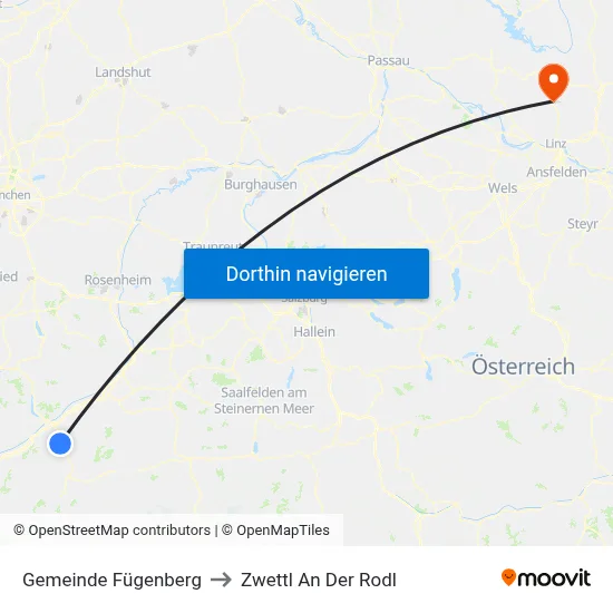 Gemeinde Fügenberg to Zwettl An Der Rodl map