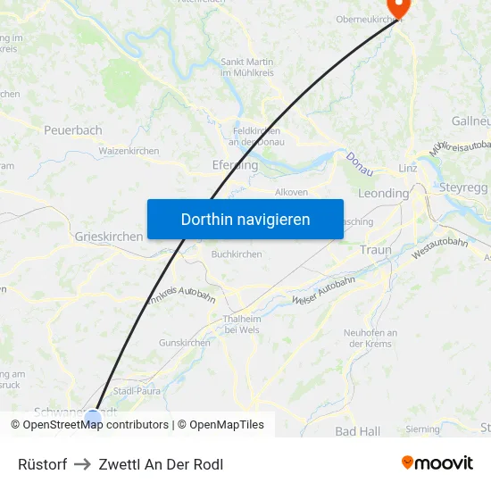 Rüstorf to Zwettl An Der Rodl map