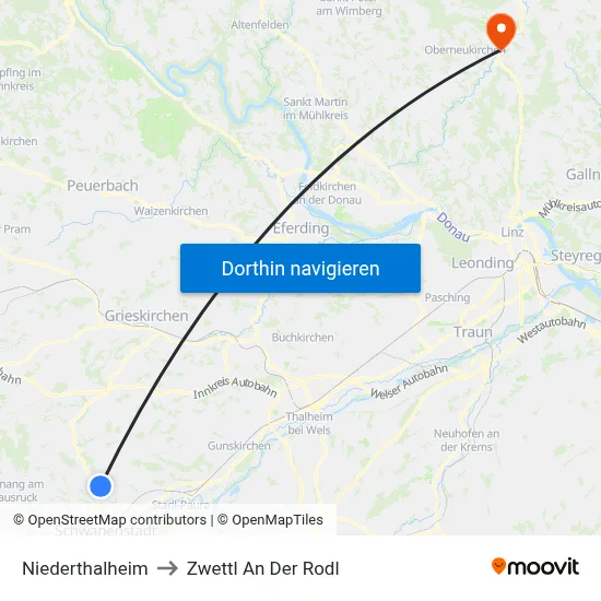 Niederthalheim to Zwettl An Der Rodl map