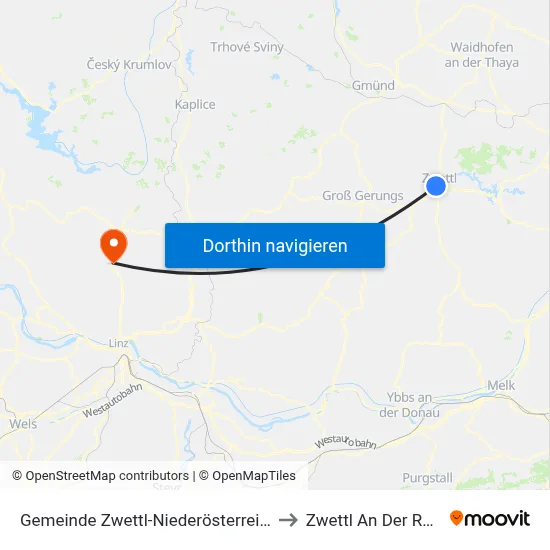 Gemeinde Zwettl-Niederösterreich to Zwettl An Der Rodl map